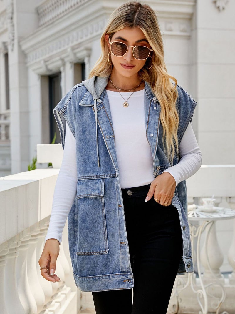 YUNIQEE Blue Solid Denim Jacket - Image 1