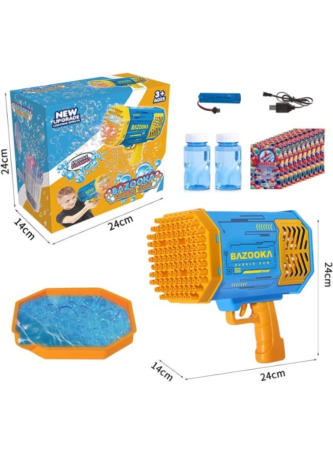 Bazooka 69-Hole Bubble Gun Machine with Lights | Blue Bubble Blower for Kids & Adults | Includes Bubble Solution | Perfect for Birthday, Wedding, and Party Fun - Image 2