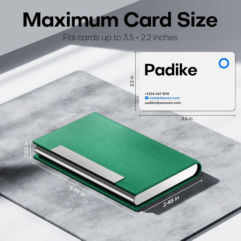 Padike Business Card Holder, Business Card Case Professional PU Leather & Stainless Steel Multi Card Case,Business Card Holder Wallet Credit Card ID Case/Holder for Men & Women. (U-Green) - Image 5