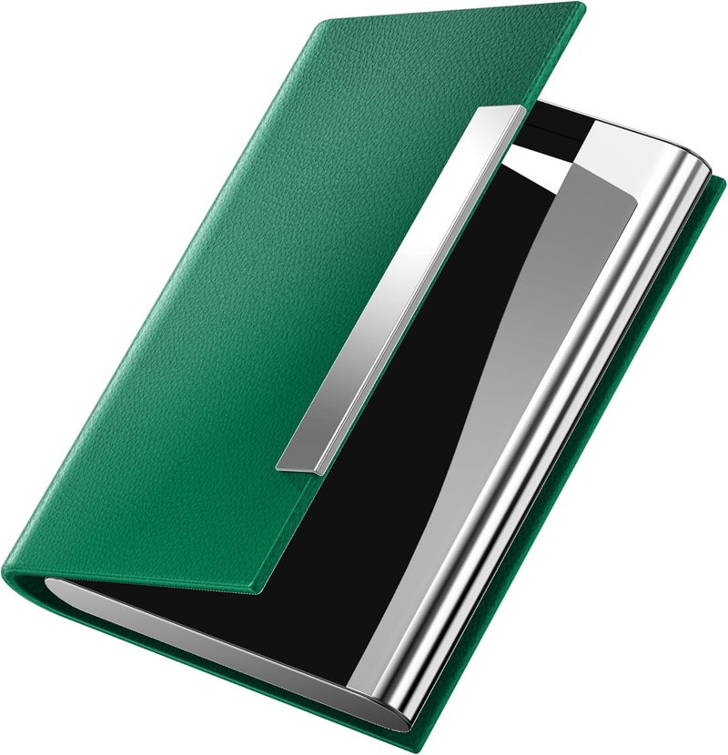 Padike Business Card Holder, Business Card Case Professional PU Leather & Stainless Steel Multi Card Case,Business Card Holder Wallet Credit Card ID Case/Holder for Men & Women. (U-Green) - Image 1