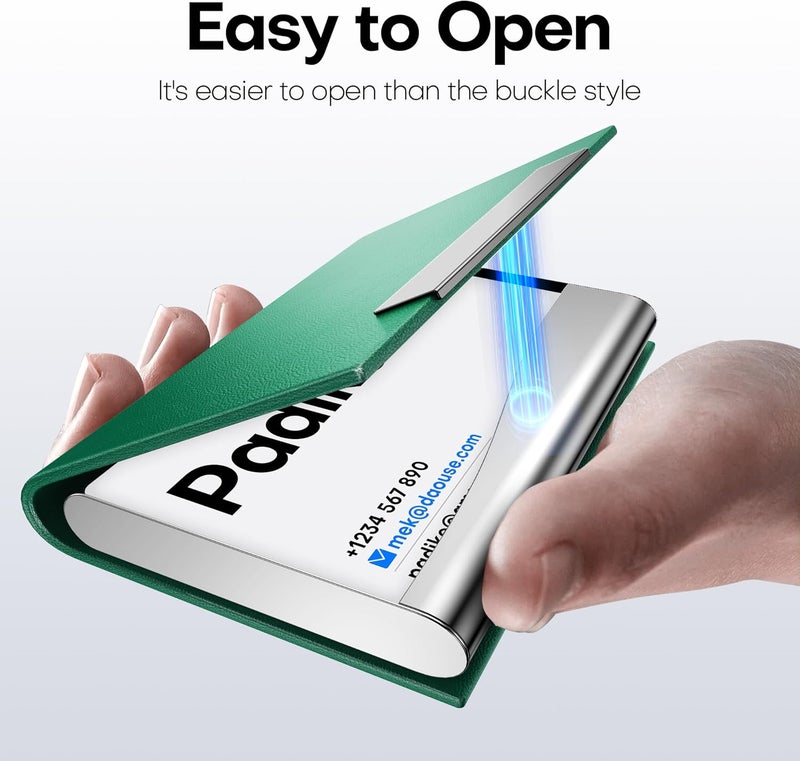 Padike Business Card Holder, Business Card Case Professional PU Leather & Stainless Steel Multi Card Case,Business Card Holder Wallet Credit Card ID Case/Holder for Men & Women. (U-Green) - Image 4