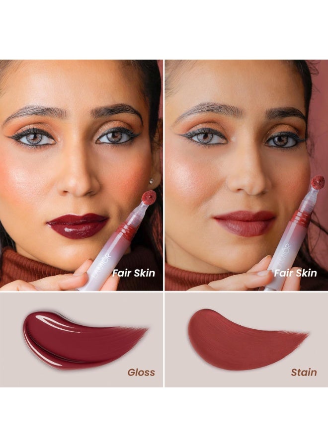 LAMIOR Hydrating Lip Gloss Stain, 2-in-1 Ultra Glossy Shine & Long-Lasting | Lip Tint, Non-Sticky Lightweight High Pigment, Peptide, Astaxanthin & Kakadu Plum Infused, Vegan Cruelty Free(Maple Bean) - Image 4