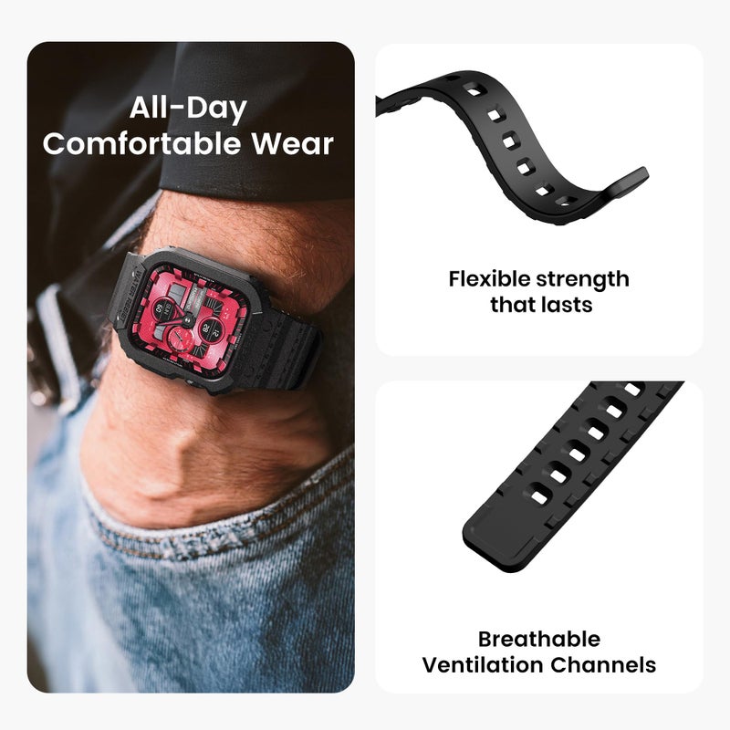 amBand Compatible for Apple Watch Band 41mm 40mm 38mm with Bumper Case, Rugged Men Women Bands for iWatch SE 3 SE2nd SE Series 9 8 7 6 5 4 3 2, Sport Military Protective Cases Drop-Proof, Matte Black - Image 5