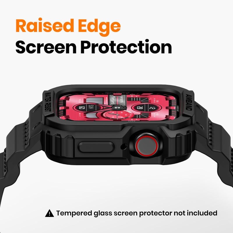 amBand Compatible for Apple Watch Band 41mm 40mm 38mm with Bumper Case, Rugged Men Women Bands for iWatch SE 3 SE2nd SE Series 9 8 7 6 5 4 3 2, Sport Military Protective Cases Drop-Proof, Matte Black - Image 4