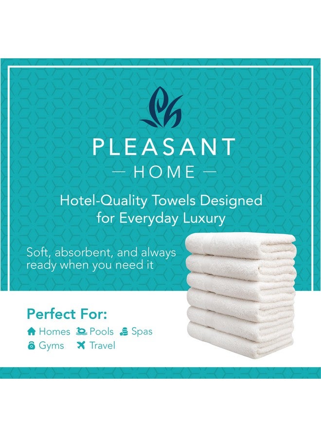 PH Pleasant Home Pleasant Home Bath Towels Set of 6 (24” x 50”) 100% Cotton, 515 GSM | Lightweight, Soft & Absorbent Luxury Towels for Bathroom | for Gym, Pool & Spa | 6 Pack, White  - Image 2