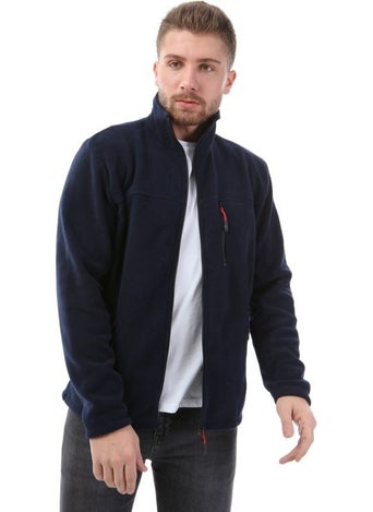 Honest Bato Collar Full Zipper Jacket Navy Blue  - Image 4