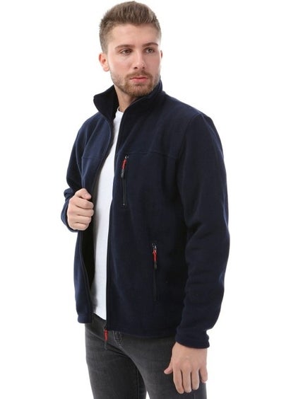 Honest Bato Collar Full Zipper Jacket Navy Blue  - Image 5