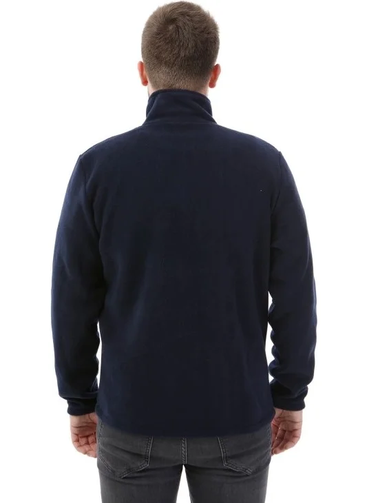 Honest Bato Collar Full Zipper Jacket Navy Blue