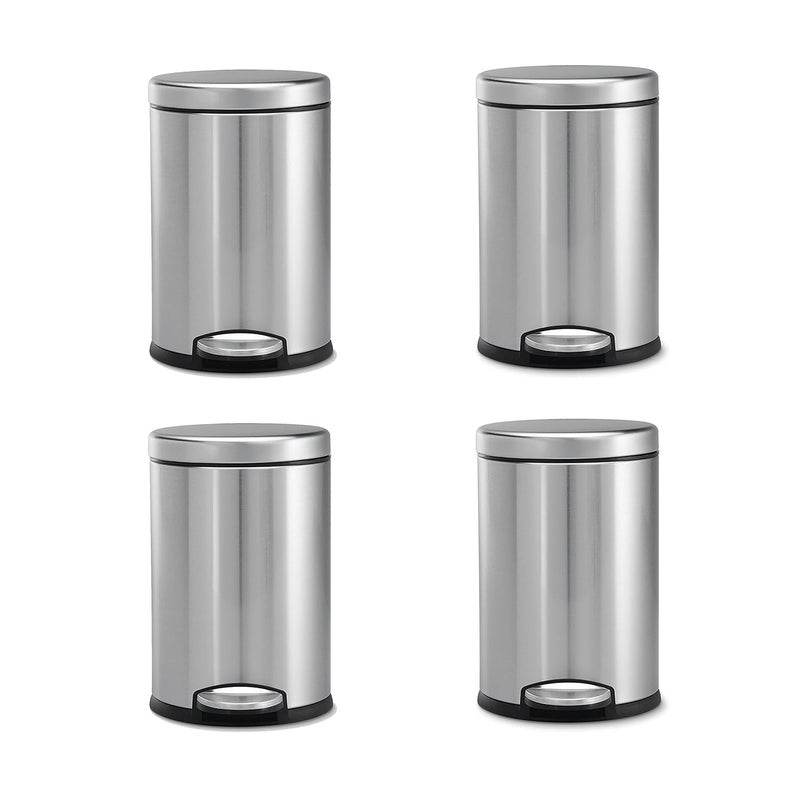 mofna Mofna Stainless Steel Silver Pedal Dustbin Trash can Paper Bin Round Shape use for Home Office Kitchen Bathroom Set of 1 8X12 7 Liter  - Image 1