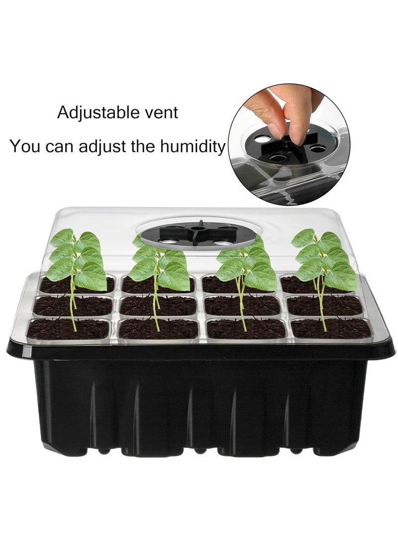 16 Pack Seed Trays, 192 Cells Total Tray, Plastic Seedling Starter Tray Kit with Dome, Humidity Adjustable Seed Growing Trays, Plant Germination Trays Greenhouse Trays with Black Base - Image 4