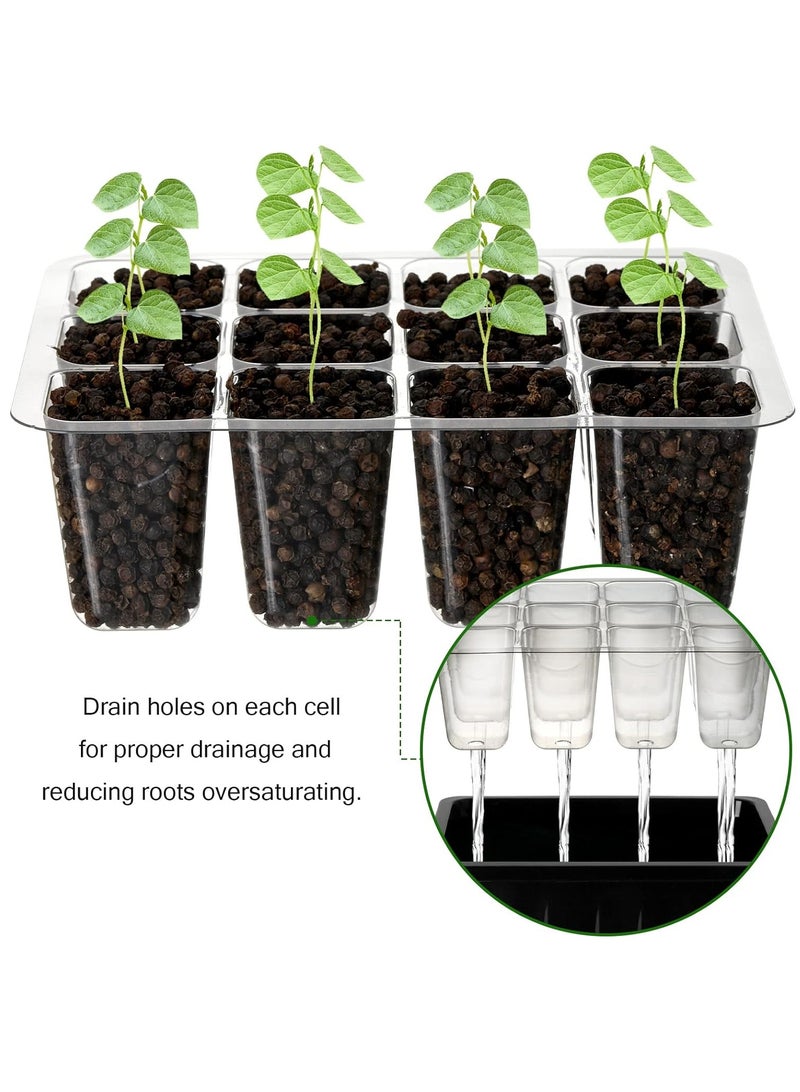 16 Pack Seed Trays, 192 Cells Total Tray, Plastic Seedling Starter Tray Kit with Dome, Humidity Adjustable Seed Growing Trays, Plant Germination Trays Greenhouse Trays with Black Base - Image 5