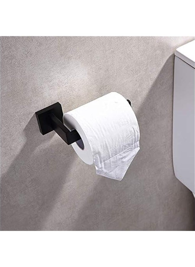 Generic - Toilet Paper Holder Matte Black, Toilet Tissue Roll Holders Dispenser and Hangers Wall Mounted for Bathroom & Kitchen, Stainless Steel Modern Square Style - Image 1