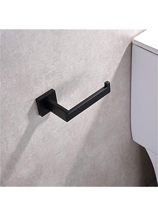 Generic - Toilet Paper Holder Matte Black, Toilet Tissue Roll Holders Dispenser and Hangers Wall Mounted for Bathroom & Kitchen, Stainless Steel Modern Square Style - Image 1