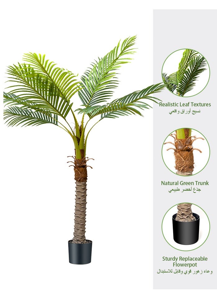 Generic Artificial Areca Palm Plant 160CM Fake Tropical Palm Tree, Faux Dypsis Lutescens Plants in Pot for Indoor Outdoor House Home Office Garden Modern Decoration Housewarming Gift-Set  - Image 2