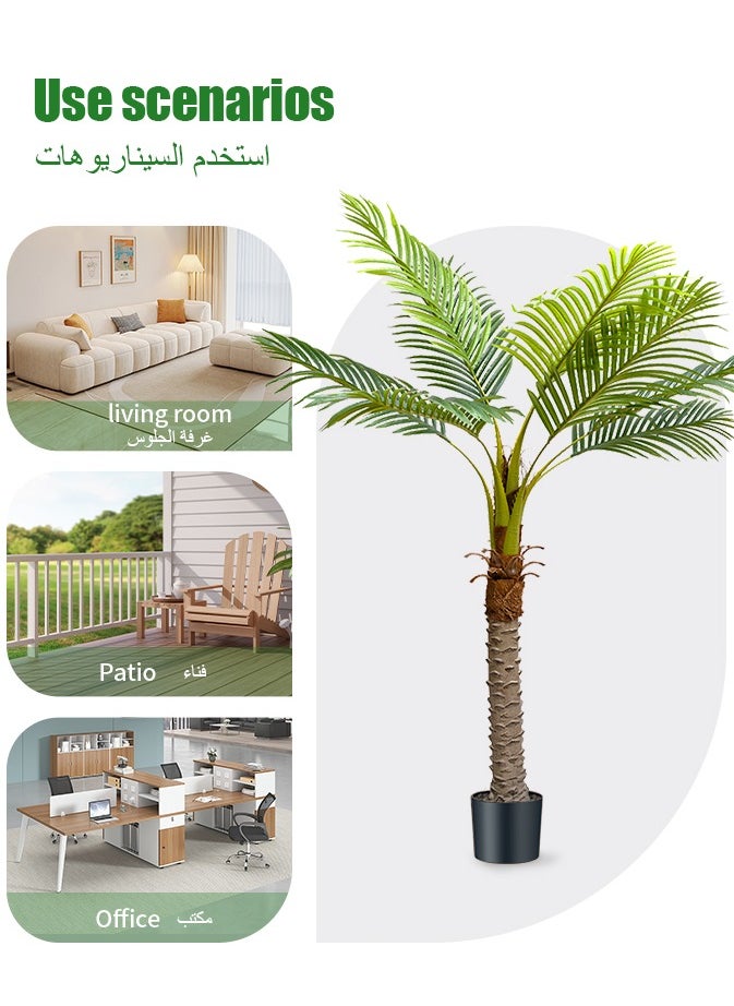 Generic Artificial Areca Palm Plant 160CM Fake Tropical Palm Tree, Faux Dypsis Lutescens Plants in Pot for Indoor Outdoor House Home Office Garden Modern Decoration Housewarming Gift-Set  - Image 3