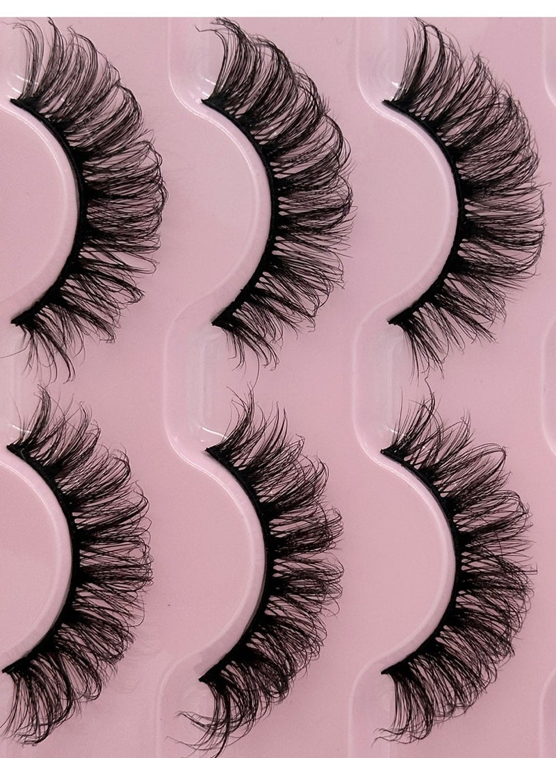 Generic (6 Pairs) Soft Curly False Eyelashes Reusable Fluffy False Eyelashes 5D Curl for Makeup  - Image 3