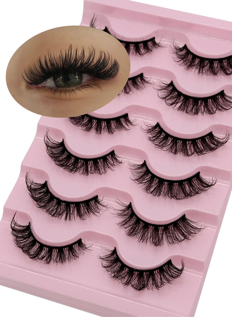 Generic (6 Pairs) Soft Curly False Eyelashes Reusable Fluffy False Eyelashes 5D Curl for Makeup  - Image 1