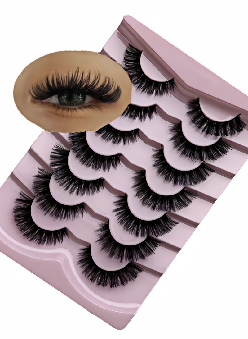 (7 Pairs) Soft Curly False Eyelashes Reusable Fluffy False Eyelashes 5D Curl for Makeup - Image 1
