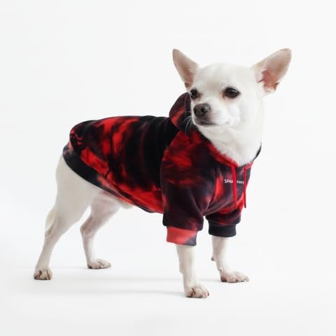 Spark Paws Dog Hoodie Premium Dog Sweater for Small Medium and Large Dogs Warm Outfits for French Bulldogs Pitbull Puppy Winter Jacket Alternative Red Black L - Image 1