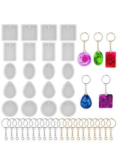 FineGood 20 Pcs Jewelry Resin Molds, Resin Molds Silicone DIY Earring Silicone Mold for Epoxy Resin Necklace Pendant Jewelry Making Kit with 20 Keychains  - Image 1