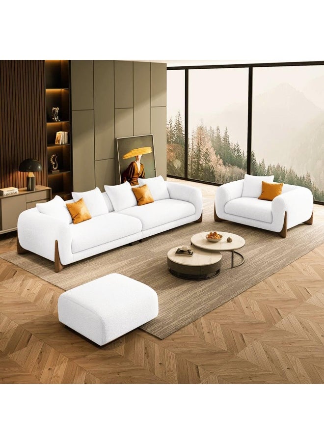 LUXURY LUXE Luxe Luxury Fleece Fabric Overstuffed Sofa Set - Multifunctional Comfort Couch for Living Room & Office, Solid Wood Frame (1-4 Seater, Beige/White)  - Image 1