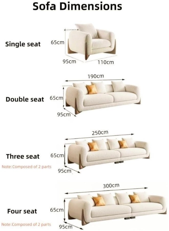 LUXURY LUXE Luxe Luxury Fleece Fabric Overstuffed Sofa Set - Multifunctional Comfort Couch for Living Room & Office, Solid Wood Frame (1-4 Seater, Beige/White)  - Image 2