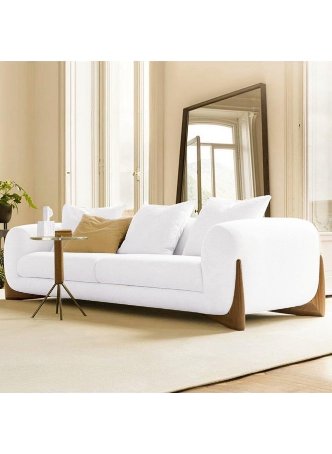 LUXURY LUXE Luxe Luxury Fleece Fabric Overstuffed Sofa Set - Multifunctional Comfort Couch for Living Room & Office, Solid Wood Frame (1-4 Seater, Beige/White)  - Image 4