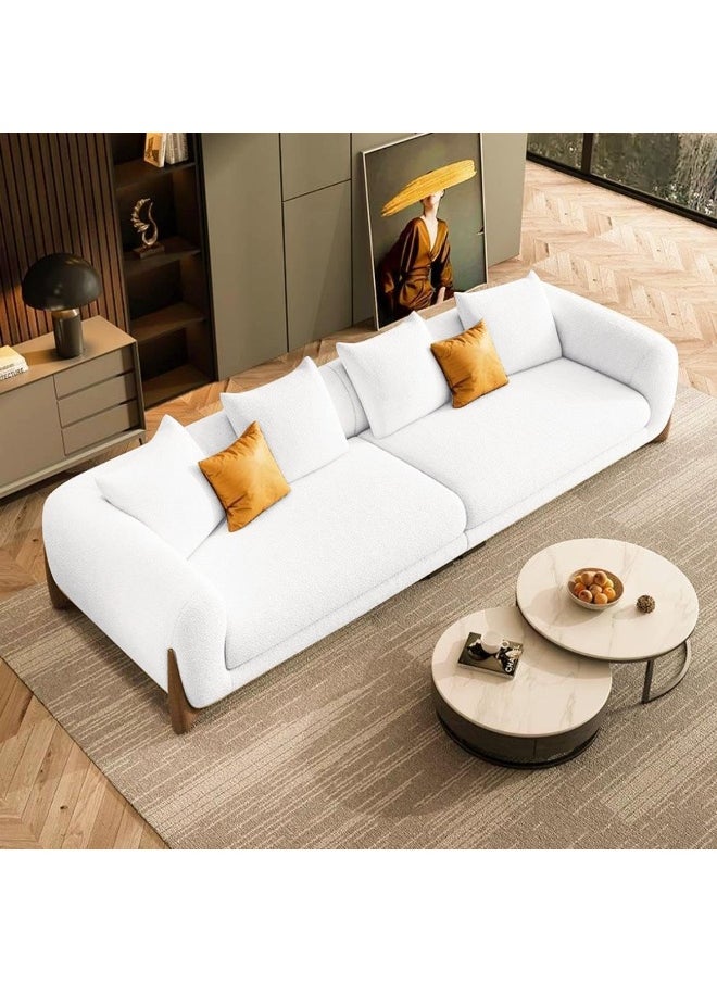 LUXURY LUXE Luxe Luxury Fleece Fabric Overstuffed Sofa Set - Multifunctional Comfort Couch for Living Room & Office, Solid Wood Frame (1-4 Seater, Beige/White)  - Image 5
