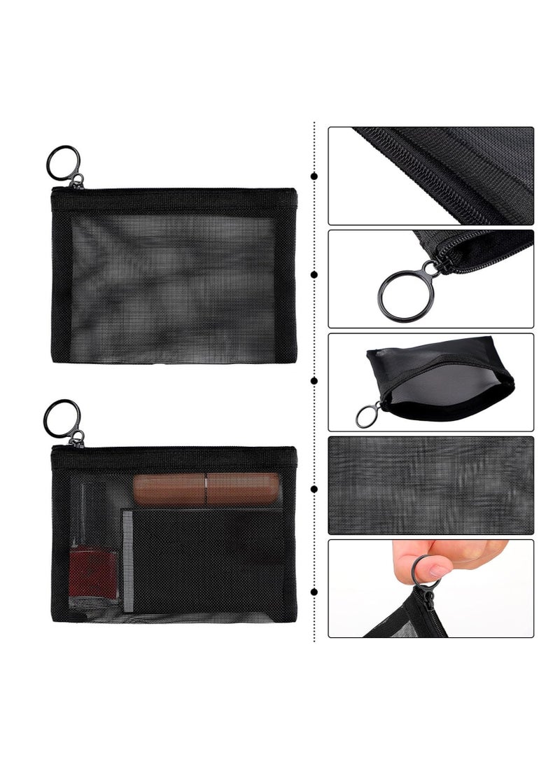 3 قطع حقائب شبكية بسحاب، حقائب تنظيم مستحضرات التجميل لحقيبة أدوات الزينة للسفر، حقيبة سفر، حقيبة سفر، حقيبة مكتب، لتخزين الأغراض الصغيرة، أسود - Image 2