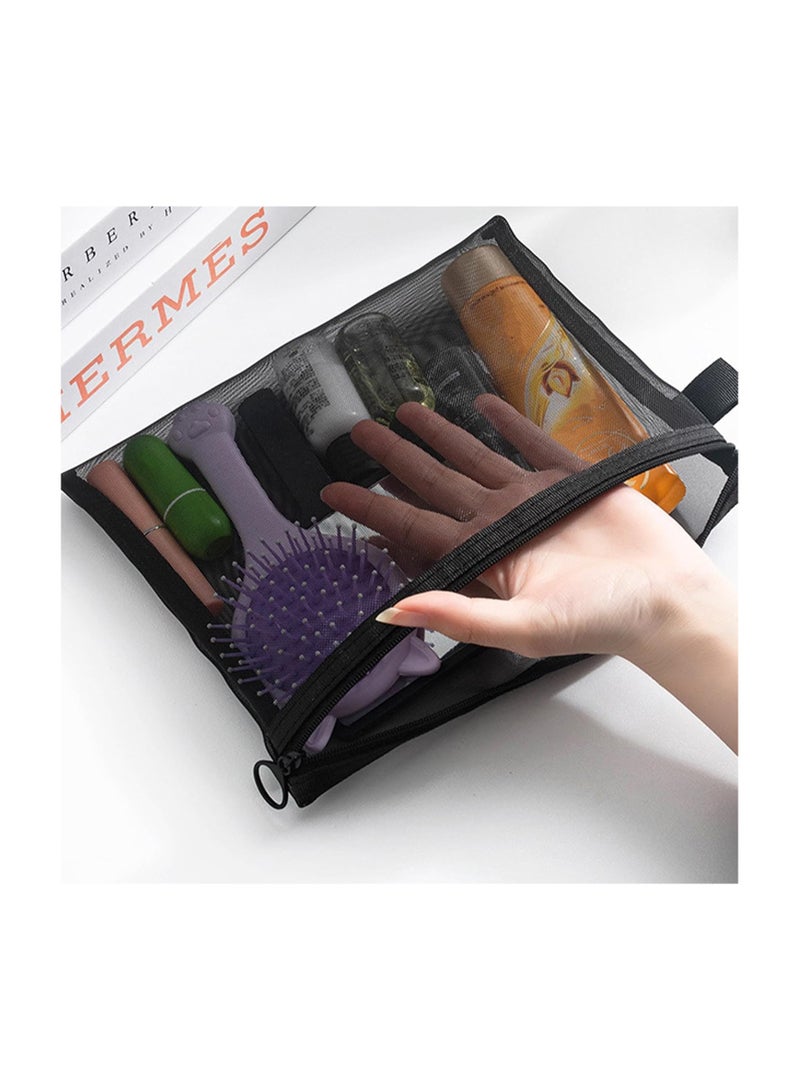 3 قطع حقائب شبكية بسحاب، حقائب تنظيم مستحضرات التجميل لحقيبة أدوات الزينة للسفر، حقيبة سفر، حقيبة سفر، حقيبة مكتب، لتخزين الأغراض الصغيرة، أسود - Image 5