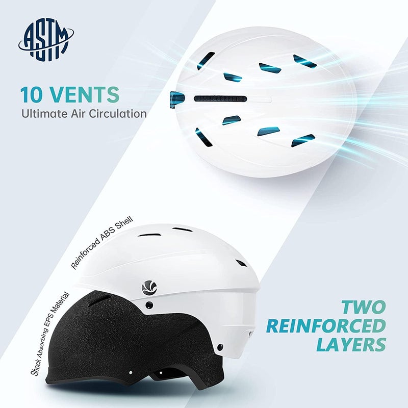 VANRORA Ski Helmet, Snowboard Helmet - Glossy White, M - Image 2