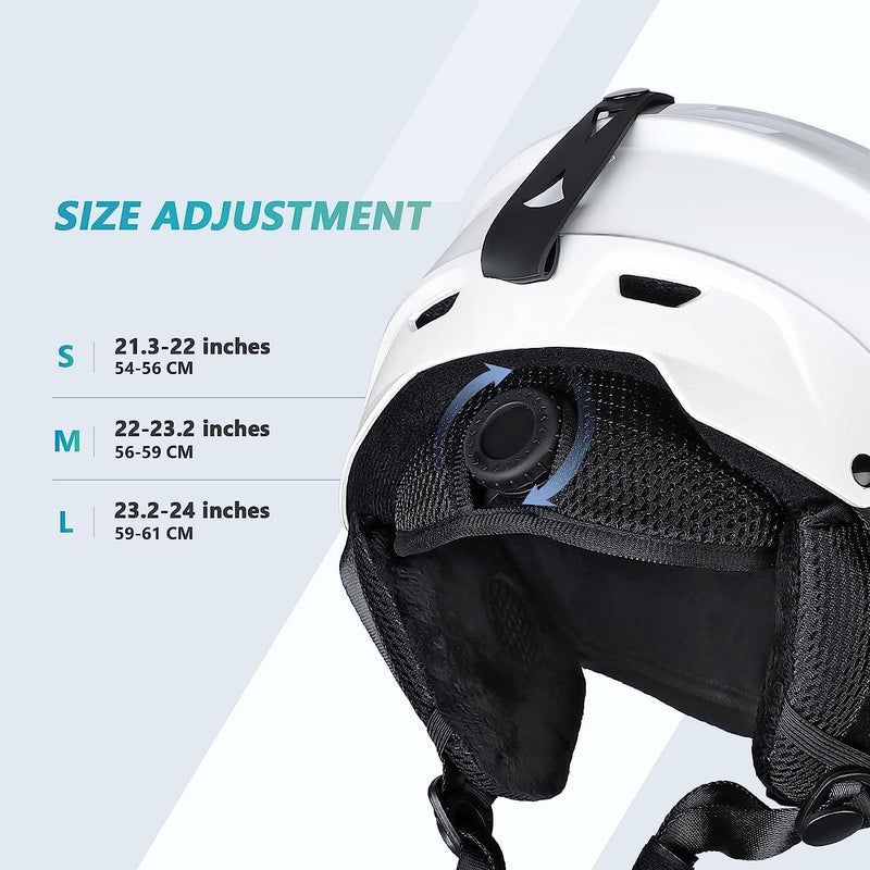 VANRORA Ski Helmet, Snowboard Helmet - Glossy White, M - Image 3