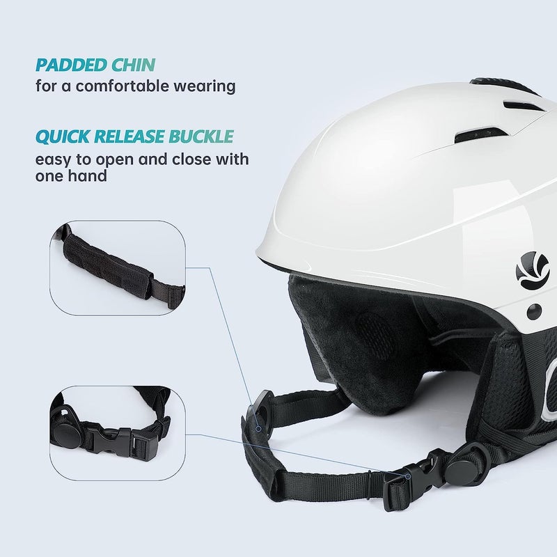 VANRORA Ski Helmet, Snowboard Helmet - Glossy White, M - Image 5