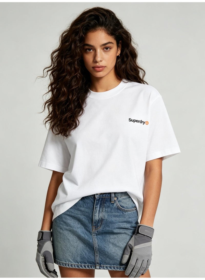 Superdry heavy 300g cotton short-sleeved T-shirts for men and women with the same simple small loose casual couple tops. - Image 3