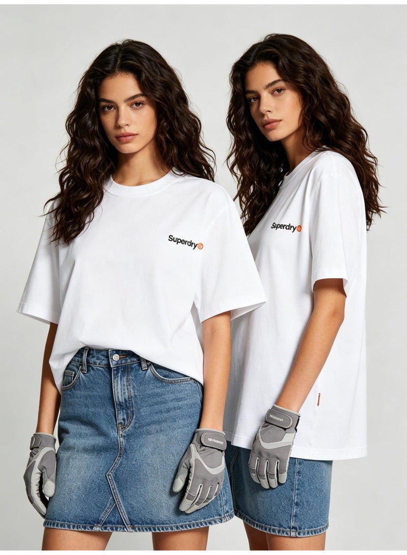 Superdry heavy 300g cotton short-sleeved T-shirts for men and women with the same simple small loose casual couple tops. - Image 5