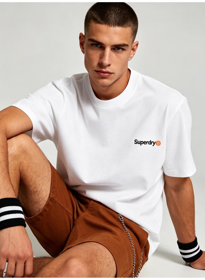 Superdry heavy 300g cotton short-sleeved T-shirts for men and women with the same simple small loose casual couple tops. - Image 1