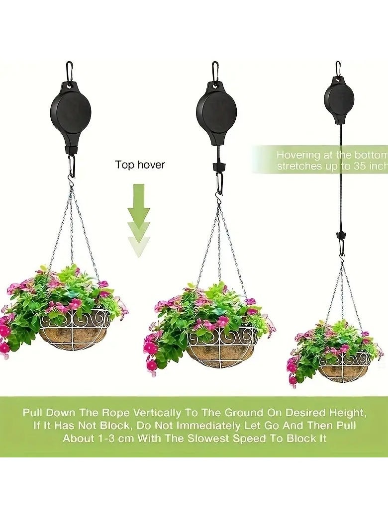 Gonice 3pcs Pulley Retractable Hanger, Plant Hook, Pulley Adjustable Height Wheel For Hanging Plants, Heavy Duty Indoor Outdoor Plant Hanger, For Garden Baskets Pots & Birds Feeder  - Image 5