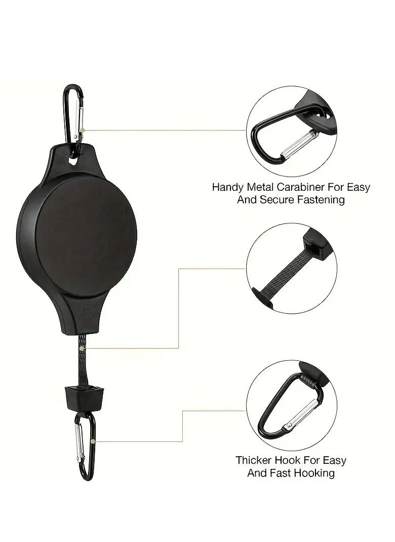 Gonice 3pcs Pulley Retractable Hanger, Plant Hook, Pulley Adjustable Height Wheel For Hanging Plants, Heavy Duty Indoor Outdoor Plant Hanger, For Garden Baskets Pots & Birds Feeder  - Image 3