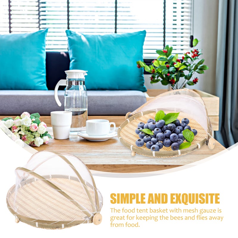 Food Serving Tent Basket Food Storage Basket with Gauze Cover Food Tray - Image 4