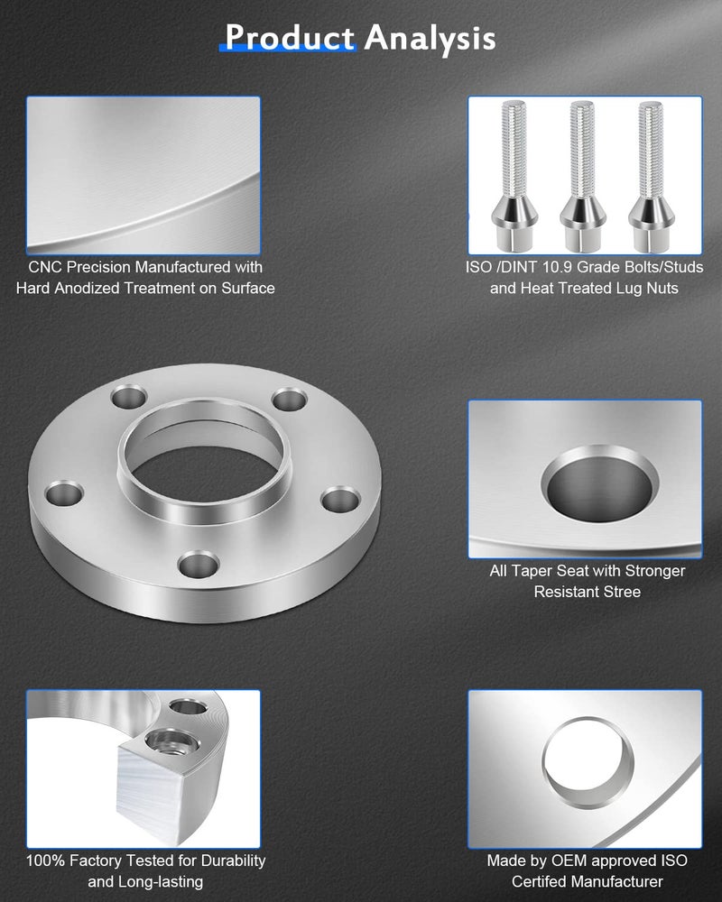 ECCPP 4X 5 Lug Hub Centric Wheel Spacers 20mm Thick 5x120mm to 5x120mm with 12x1.5 for E46 E90 E91 E92 E93 E60 E61 E82 E88 E30 E36 E28 E34 E24 E63 E64 E23 E32 E38 E52 - Image 5