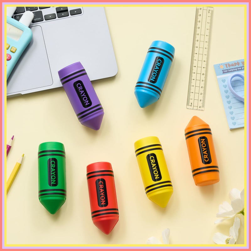 Wiwiqing 3.94 Inches Crayon Stress Balls Toys Gift For Kids Adult Operation Christmas Student Teacher Party Favors Stocking Stuffer Motivational Foam Stress Relief Slow Rising Hand Squeeze(6 Pcs) - Image 5