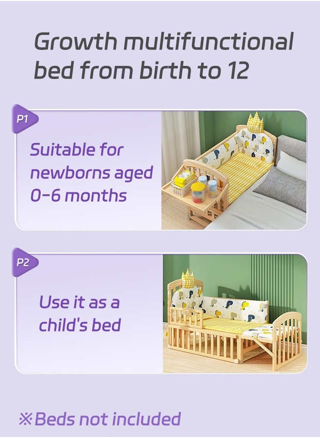 Soft Touch - Baby Bed Baby Bedside Crib Multifunctional Wooden Infant Crib Bed With Foldable Storage Board - Image 1