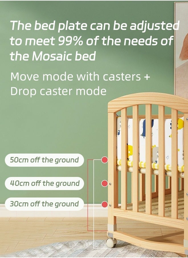 Soft Touch - Baby Bed Baby Bedside Crib Multifunctional Wooden Infant Crib Bed With Foldable Storage Board - Image 1