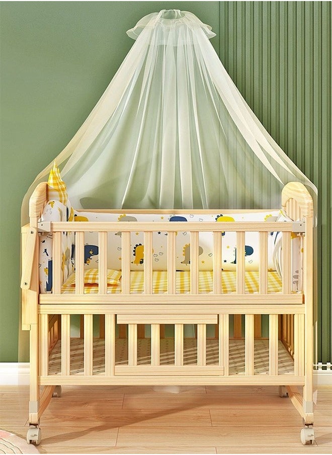 Soft Touch - Baby Bed Baby Bedside Crib Multifunctional Wooden Infant Crib Bed With Foldable Storage Board - Image 1