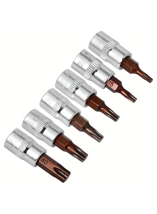 6 قطع مجموعة رؤوس مفك توركس 1/4 بوصة مقبس سداسي لعمليات الصيانة - Image 5