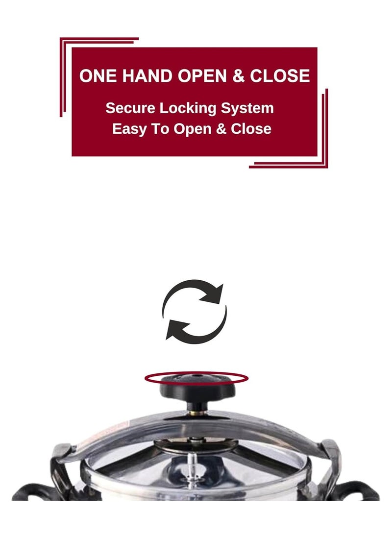 Dac 5 Liter Aluminum Pressure Cooker 22CM Medium Capacity Fast Cooking Pot with Secure Lock Lid Heat Resistant Handles and Built in Pressure Indicator Perfect for Families Meal Prep and Daily Use  - Image 5