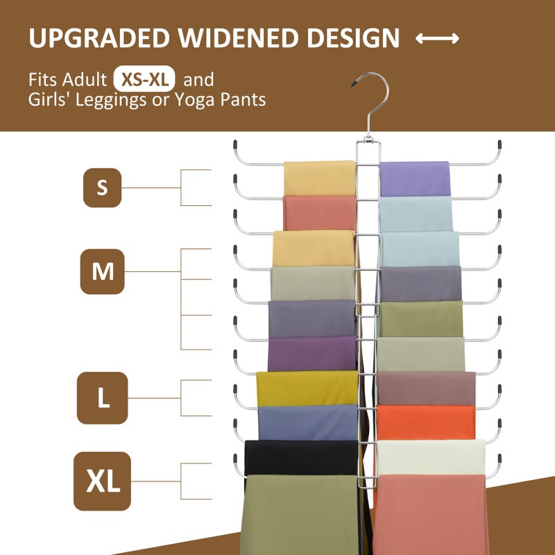 ZEDODIER Legging Organizer for Closet Hanging, Rotatable Yoga Pants Hanger for Women's XS-XL and Girls' Leggings, Holds Up to 20 Pairs Leggings, Space-Saving Closet Organizers and Storage, Silver - Image 2
