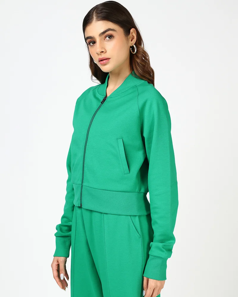 بيواكوف بلوزة نسائية خضراء بسحاب قصير