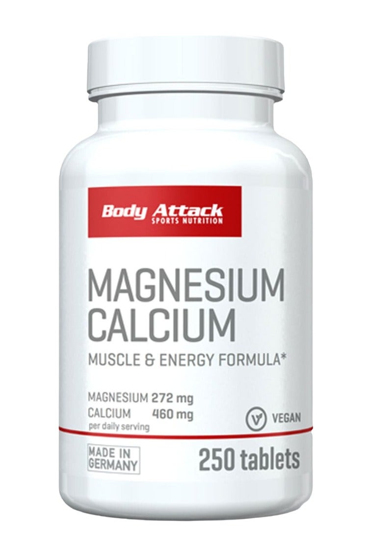 Body Attack مكمل المغنيسيوم والكالسيوم 250 قرص