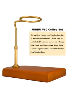 MIBRU V60 Coffee Filter Holder with Wooden Base Set of 4 Pieces for Drip and Filter Coffee  - Image 5